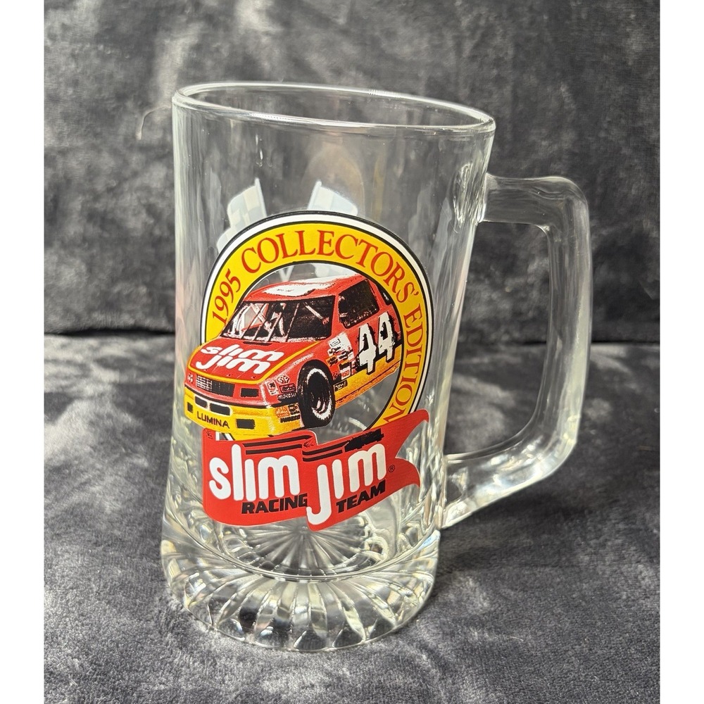vintage 1995 COLLECTORS' EDITION  SLIM JIM racing team #44 GLASS MUG stein BIG!